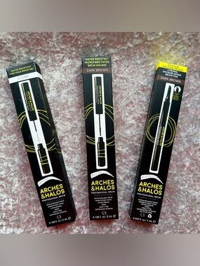 NIB Arches & Haloes Brow Products: Gel, Mousse, and Pen, Dark Brown